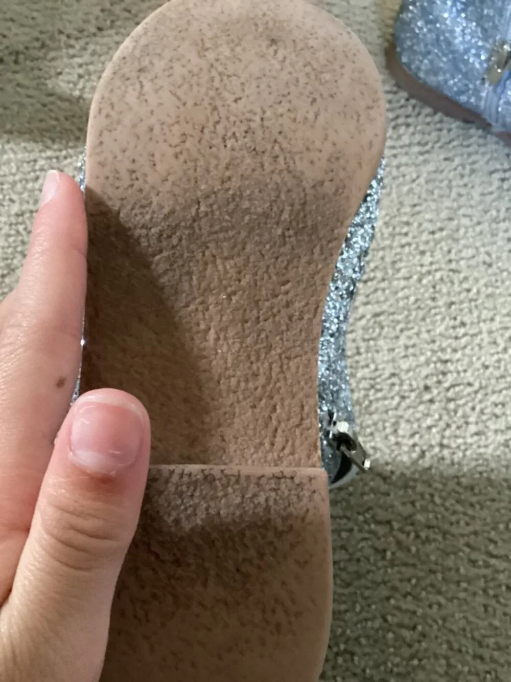 Silver glittery boots with zipper